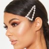 NO-BRAND Triangle Pearl Hair Clip